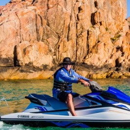 A man riding a jet ski